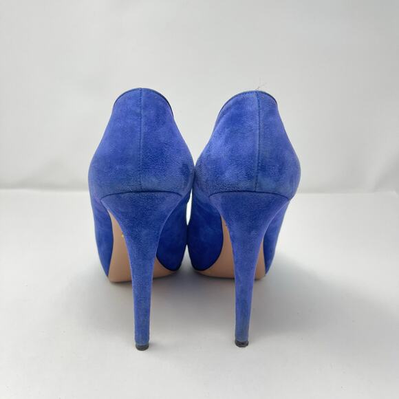 Prada Blue Suede Leather Platform Stiletto Heel Pumps (Size 40.5 EU) - Picture 9 of 16